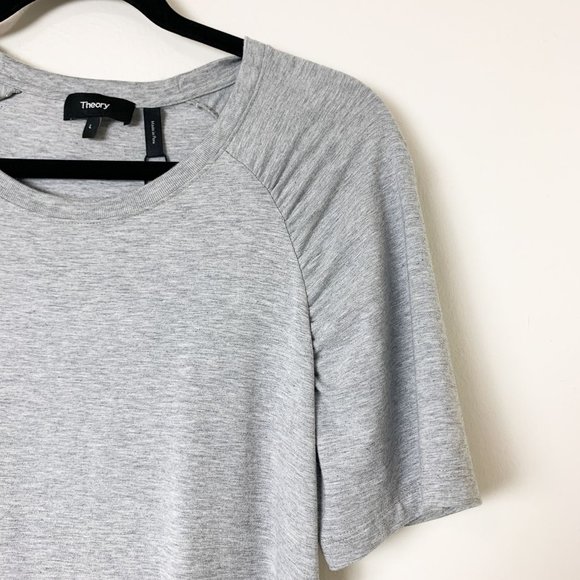 THEORY Shirred Maxi Dress Ranmire Knit Gray Large - Picture 3 of 8